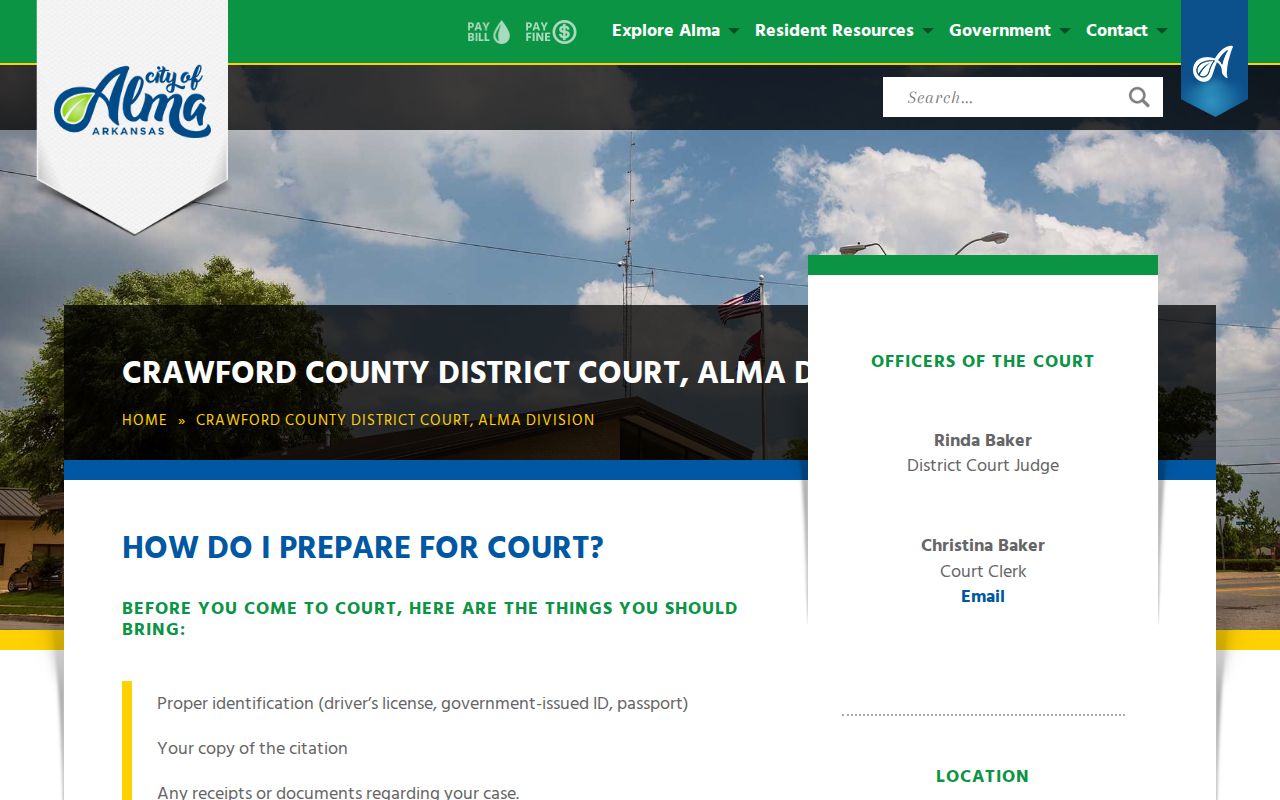 Official Alma District Court webpage with local court information
